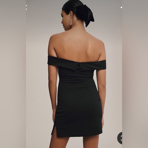 BHLDN Maci Off-The-Shoulder Stretch Crepe Mini Dress LBD - Picture 2 of 11